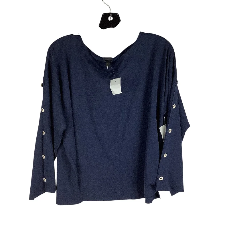 Women's Blouse with Wide CollarTop Long Sleeve By J. Crew In Navy, Size: Xl