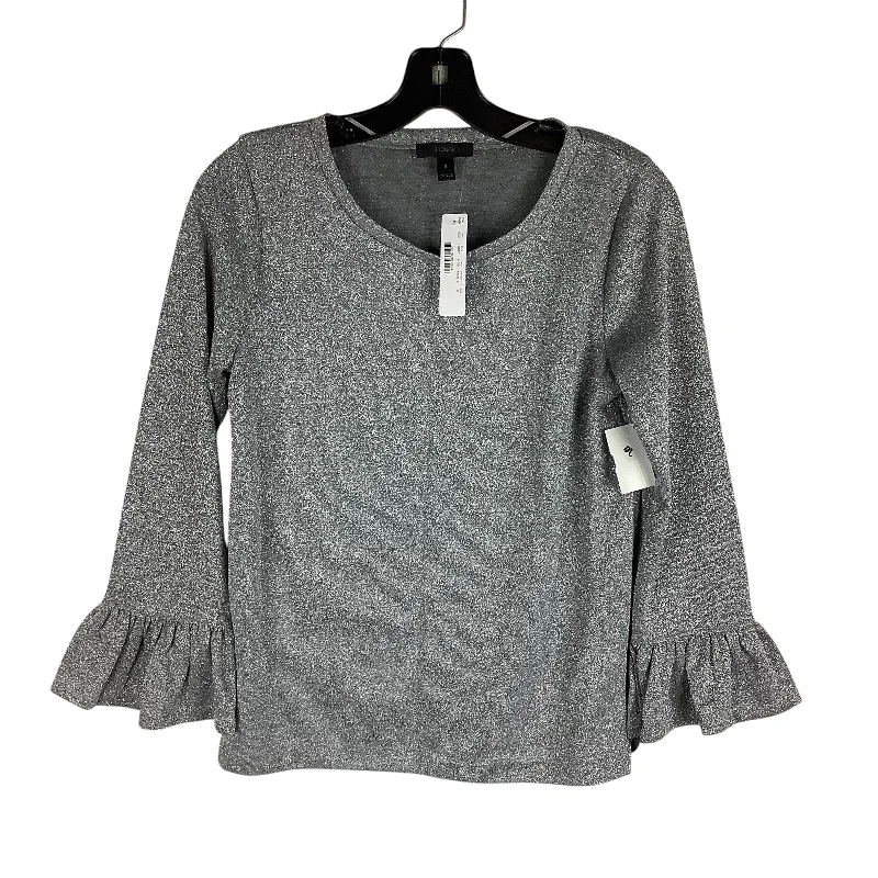 Women's Blouse with Keyhole CollarTop Long Sleeve By J. Crew In Silver, Size: S