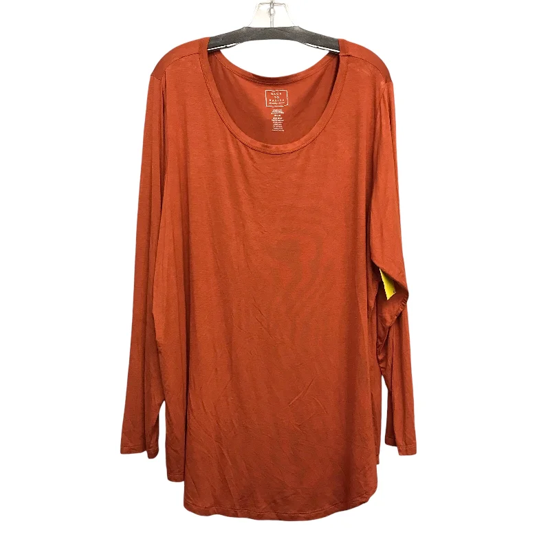 Women's Blouse with CollarTop Ls By Ashley Stewart In Orange, Size:3X