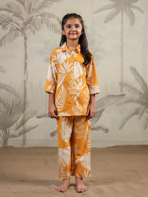 women's pajamas with pockets on legsFloral Printed Cotton Night Suit Set for Kids