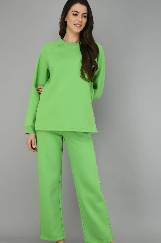 women's short sleeve pajama setsGlam Green Fleece Long Pullover