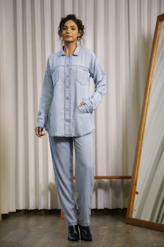 women's pajamas for those who love comfortLight Blue Denim Co-ord Set