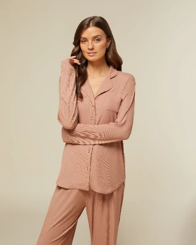 women's pajamas with elastic waistbandsLong Sleeve Pajama Top