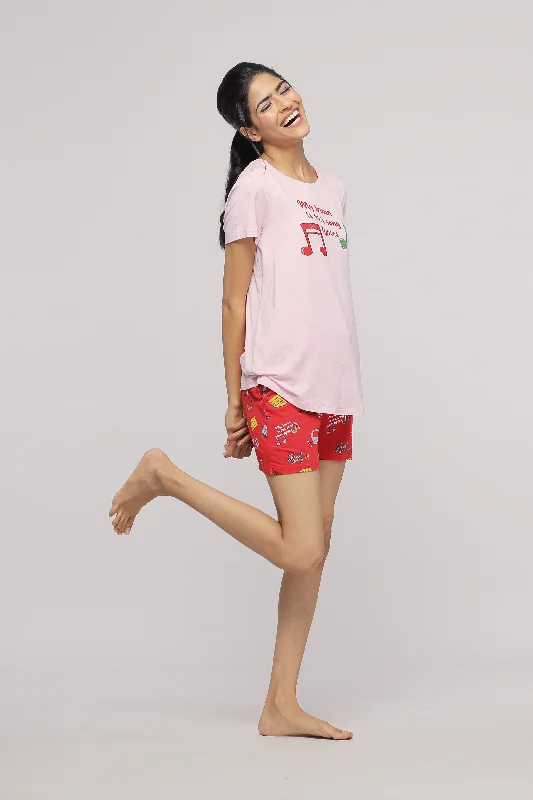 women's pajamas with built-in shortsMusic In My Heart Shorts Set