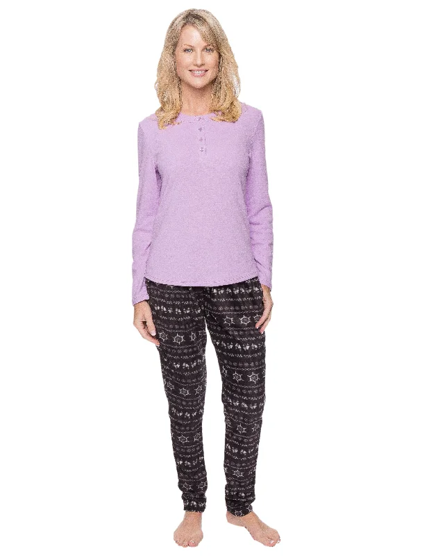 affordable women's pajama setsWomens Microfleece Lounge Set With Tapered Pants