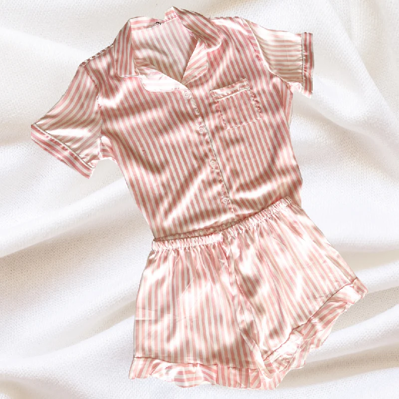 women's pajamas for a night of restPink Striped Pajama Short Set