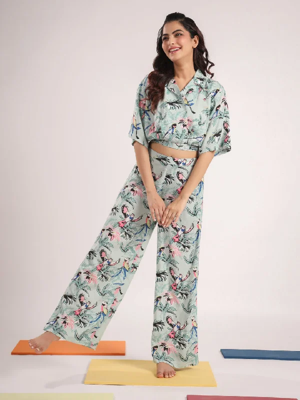 women's pajamas with snap buttonsPrinted Pure Cotton Night suit