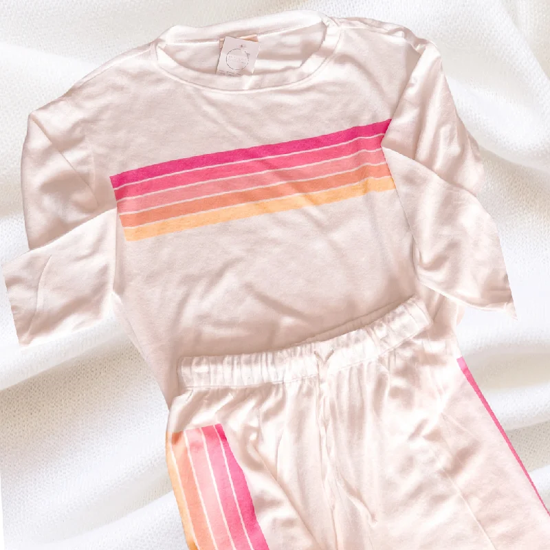 women's pajamas with a fitted designRainbow Stripe Lounge Set