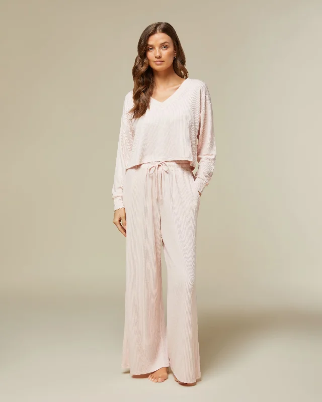 women's pajamas for those who cherish their bedtime routinesRibbed Pull On Pant