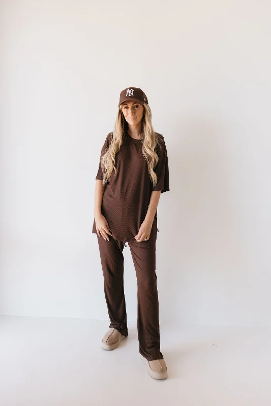 women's pajamas with pockets on the chestShort Sleeve Bamboo Women's Lounge Set | Coffee Bean